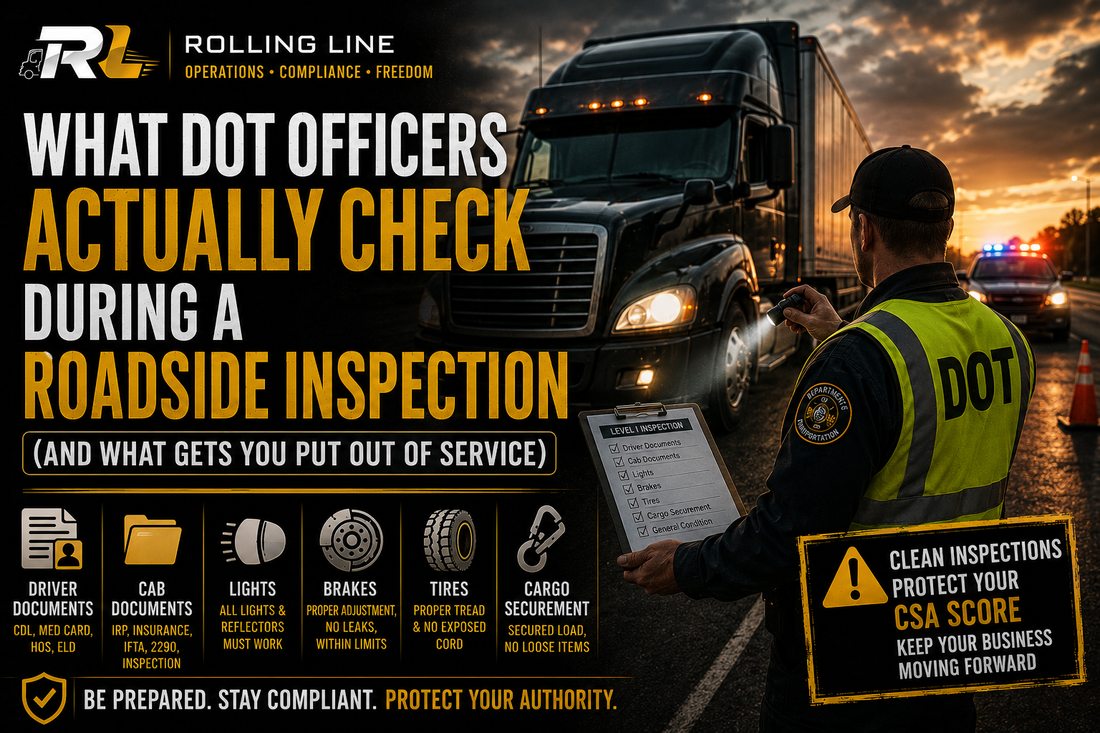 What DOT Officers Actually Check During a Roadside Inspection (And What Gets You Put Out of Service)