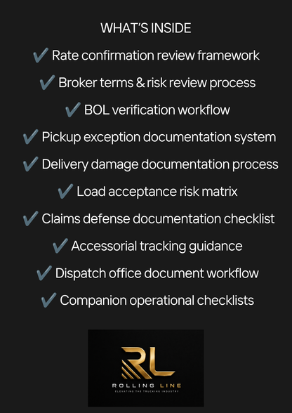 List of document review processes with Rolling Line logo on a black background