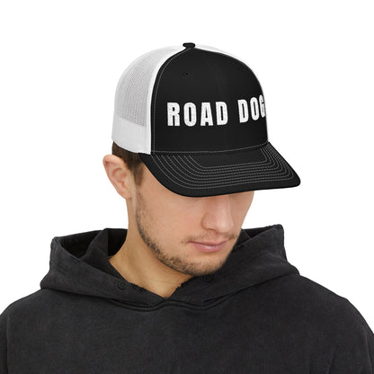 Road Dog embroidered mesh snapback trucker hat for CDL drivers and owner-operators — Rolling Line