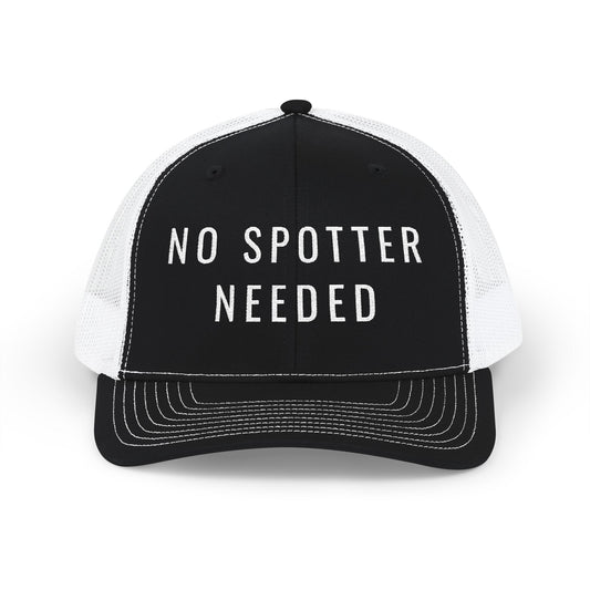 No Spotter Needed embroidered snapback trucker hat for owner-operators — Rolling Line
