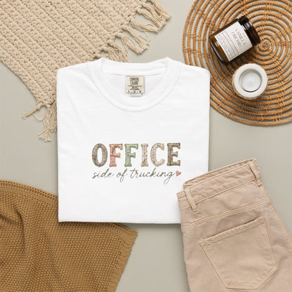Minimal floral logistics shirt for dispatchers, coordinators, and trucking office professionals. Printed on premium Comfort Colors® tees with a soft relaxed fit