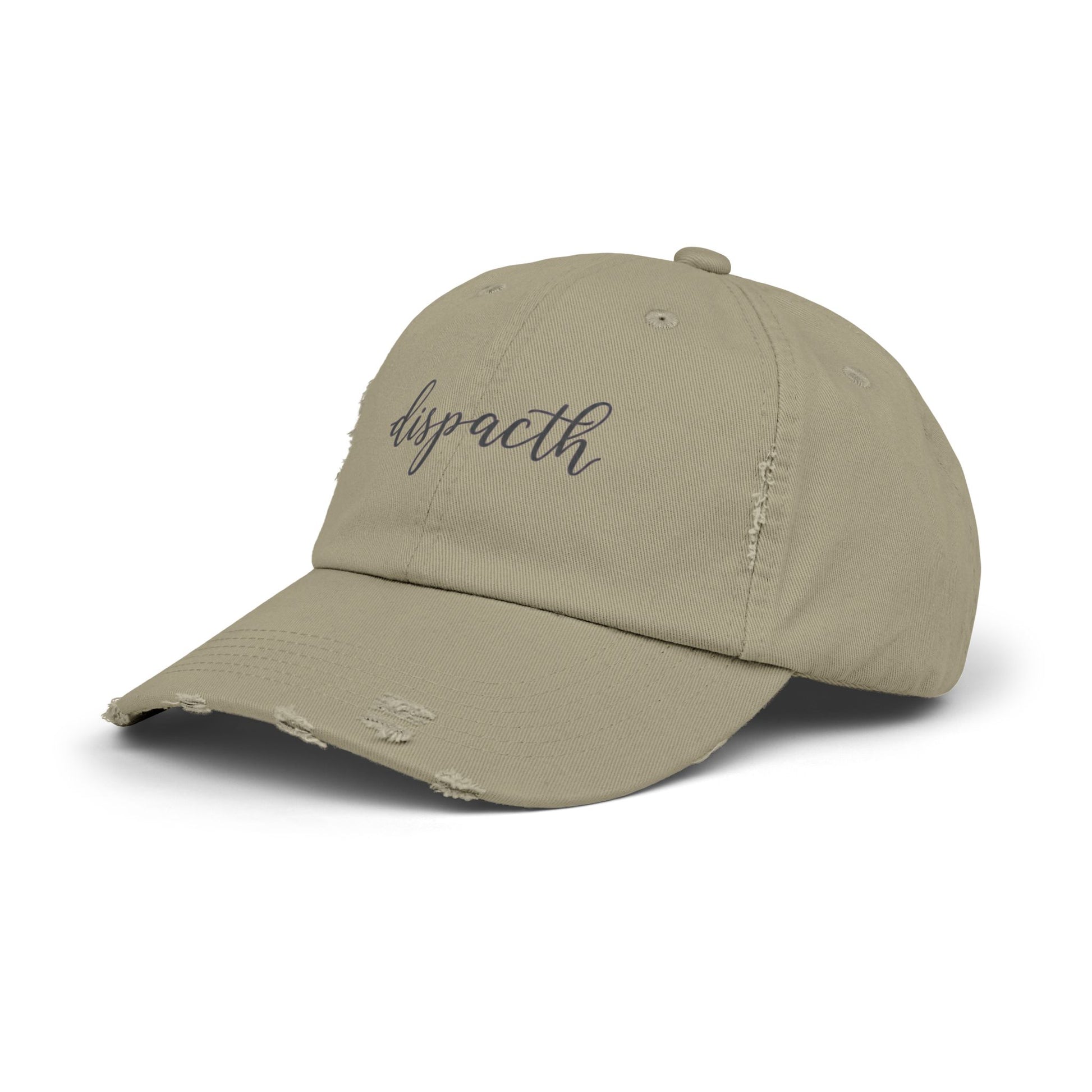 Beige cap with floral embroidery on a white background