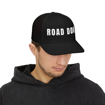 Road Dog embroidered mesh snapback trucker hat for CDL drivers and owner-operators — Rolling Line