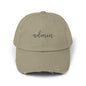 Khaki cap with 'admin' text on a white background