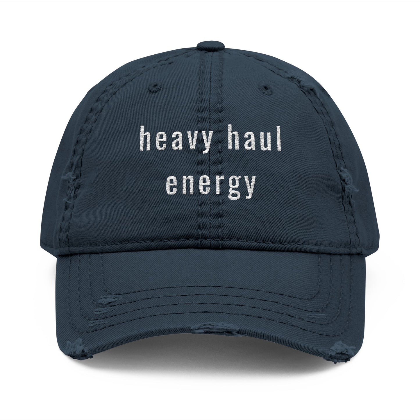 Navy blue cap with a logo on a white background