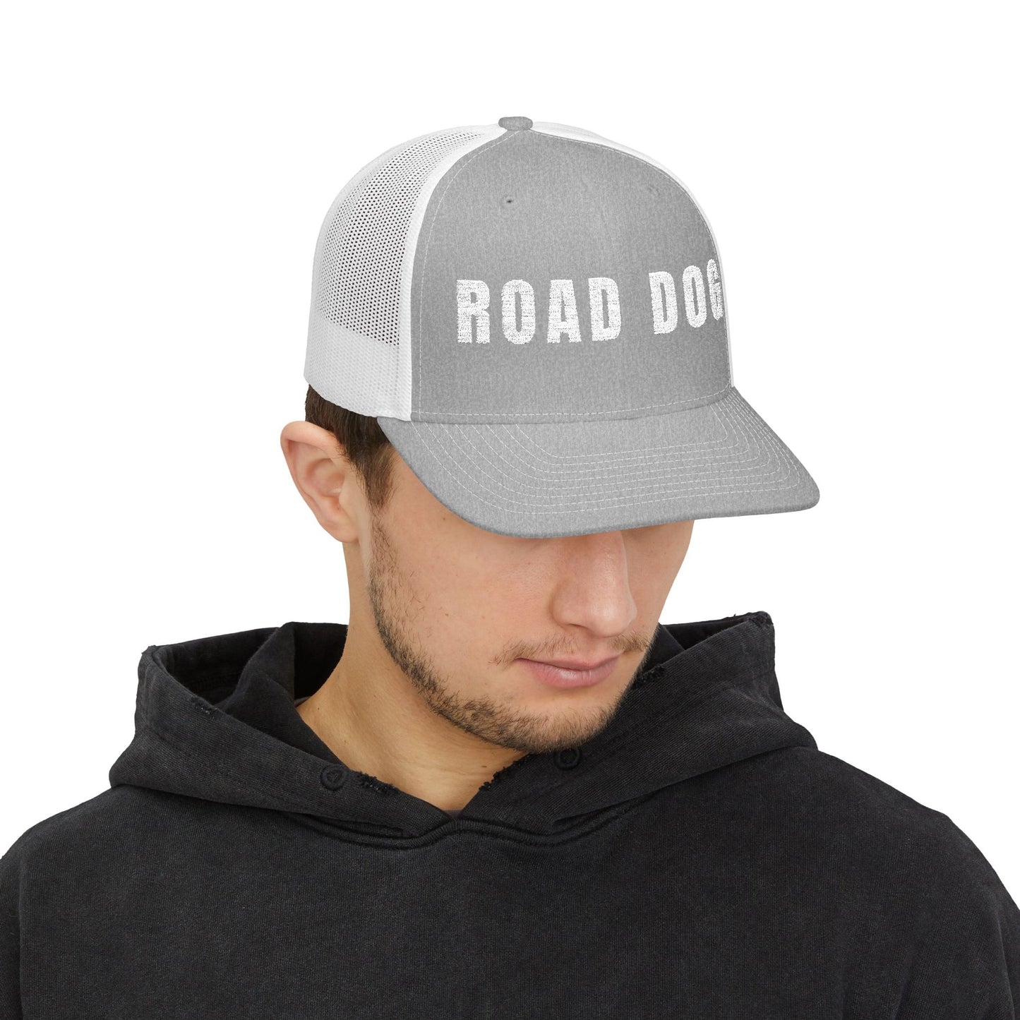Road Dog embroidered mesh snapback trucker hat for CDL drivers and owner-operators — Rolling Line