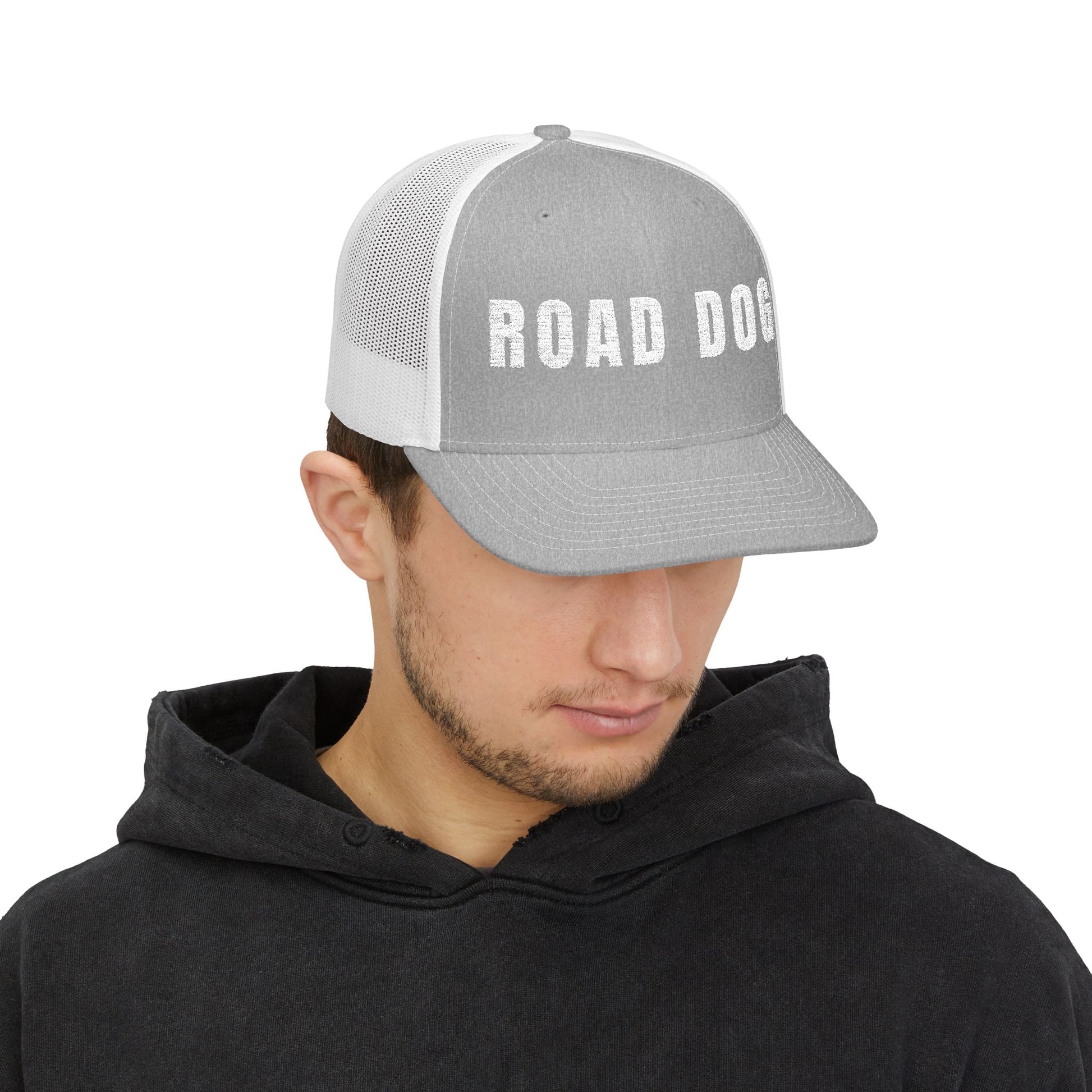 Road Dog embroidered mesh snapback trucker hat for CDL drivers and owner-operators — Rolling Line