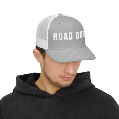 Road Dog embroidered mesh snapback trucker hat for CDL drivers and owner-operators — Rolling Line