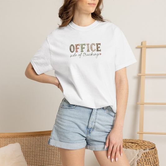 Minimal floral logistics shirt for dispatchers, coordinators, and trucking office professionals. Printed on premium Comfort Colors® tees with a soft relaxed fit