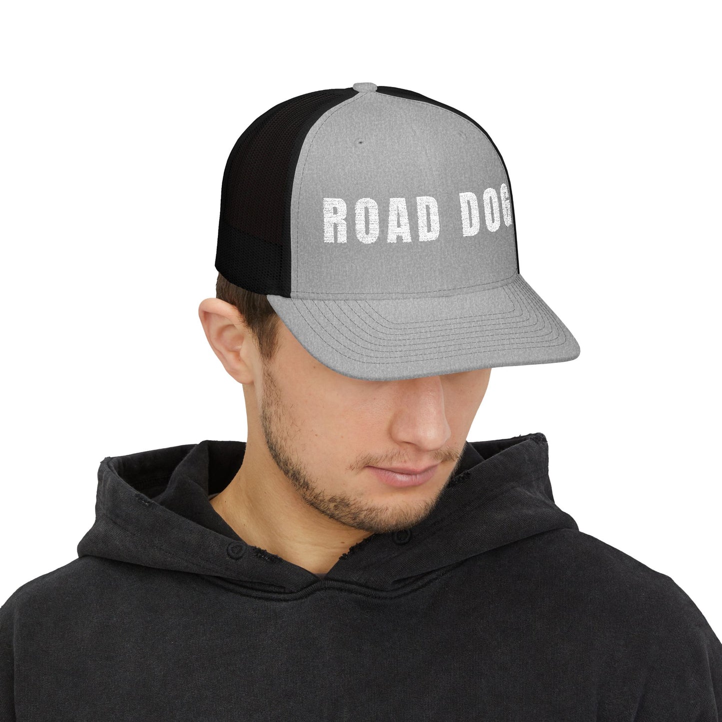 Road Dog embroidered mesh snapback trucker hat for CDL drivers and owner-operators — Rolling Line