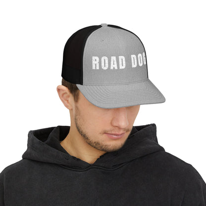 Road Dog embroidered mesh snapback trucker hat for CDL drivers and owner-operators — Rolling Line