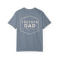 Plain blue t-shirt on a light gray background