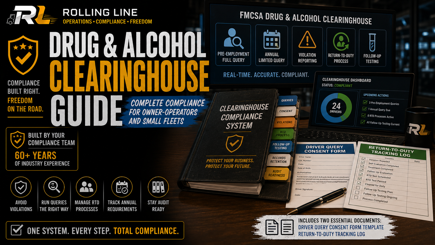 Drug and alcohol clearinghouse guide with related materials on a dark background