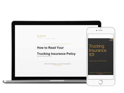 Laptop and smartphone displaying information on trucking insurance policies.