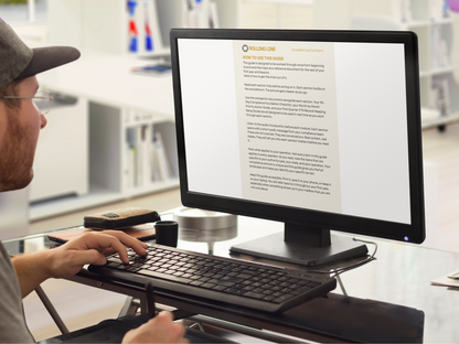 Person using a computer in a library setting