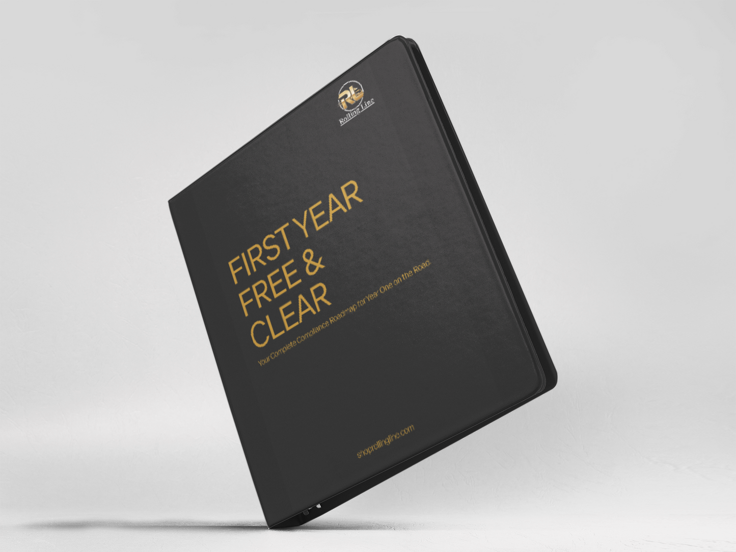 Black book with 'First Year & Clear' text on a white background