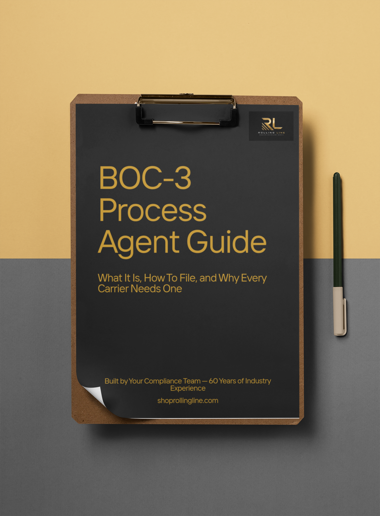 Clipboard with 'BOC-3 Process Agent Guide' on a gradient background