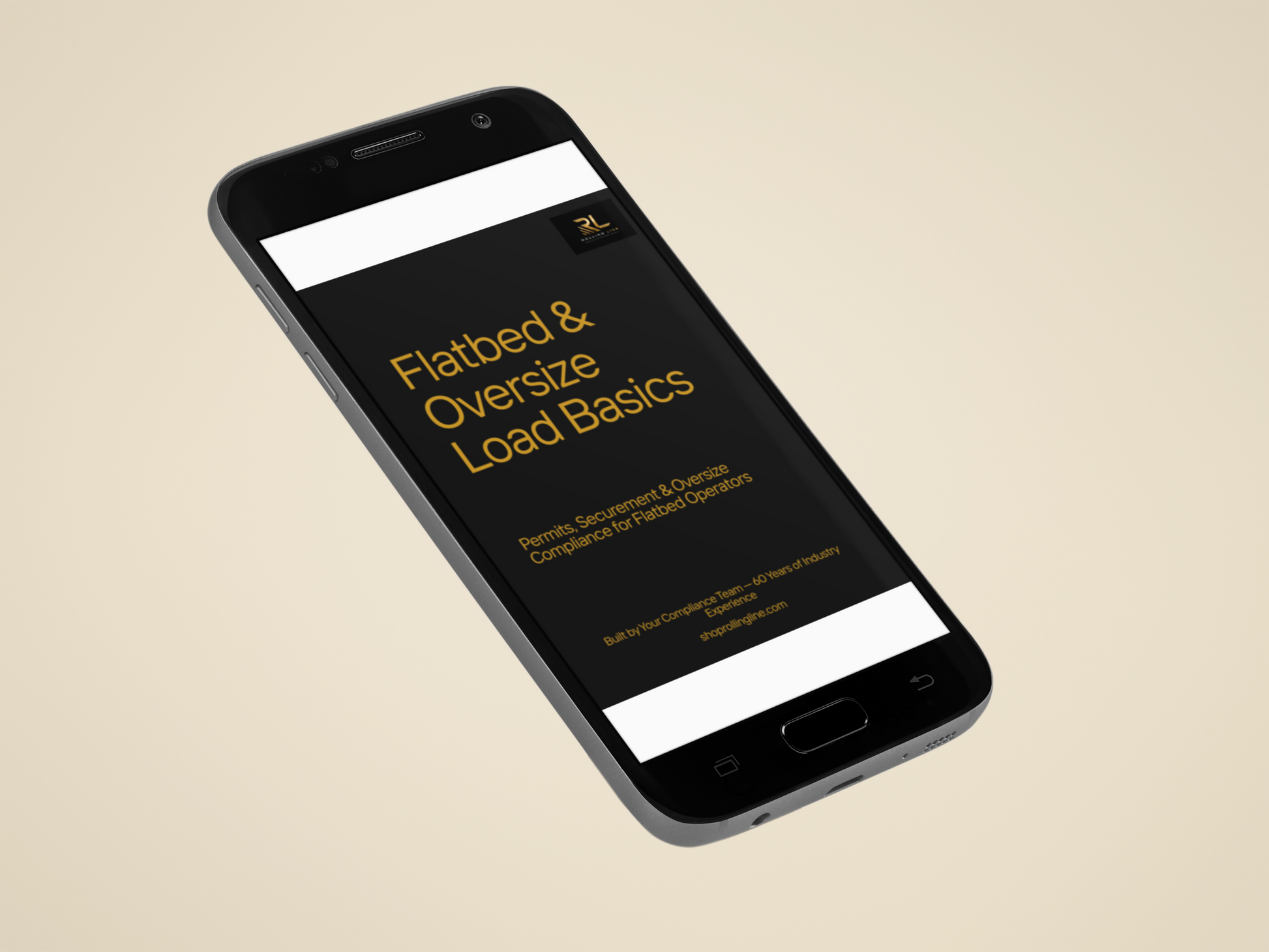 Phone displaying a document titled 'Flatted & Oversize Load Basics' on a beige background