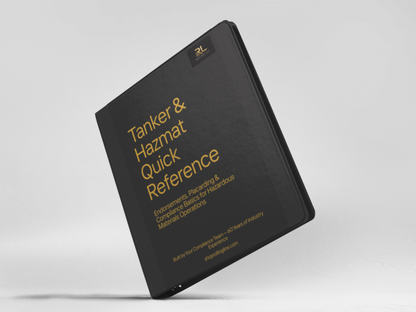 Black book titled 'Tanker & Hazmat Quick Reference' on a white background