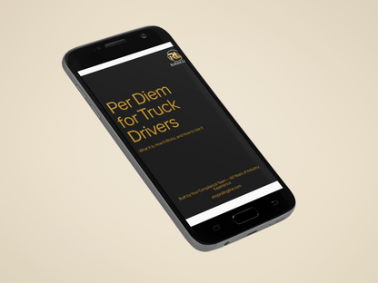 Phone displaying 'Per Diem for Truck Drivers' app on a beige background
